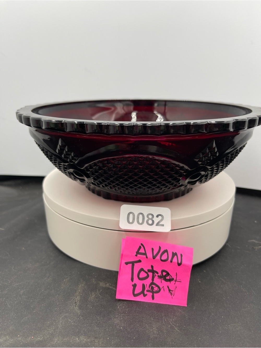 Avon Ruby Red Pressed Glass Bowl